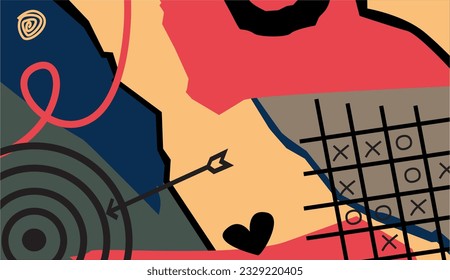 Trasfondo vectorial de graffiti estético de brutalismo. Diseñado con líneas negras audaces y garabatos de hip-hop. Adecuado para la decoración de las paredes