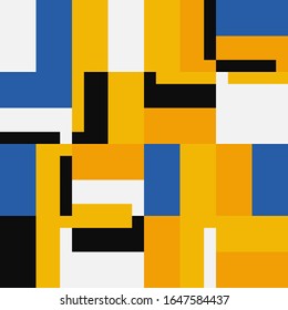 Brutalism art inspired abstract vector pattern made with simple geometric shapes and forms. Bold form graphic design, useful for web art, invitation cards, posters, prints, textile, backgrounds.