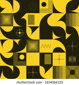 El arte del Brutalismo inspiró patrones vectoriales abstractos hechos con formas y formas geométricas simples. Diseño gráfico en negrita, útil para el arte web, tarjetas de invitación, carteles, impresiones, textil, fondos.