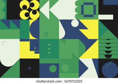 El arte del Brutalismo inspiró patrones vectoriales abstractos hechos con formas y formas geométricas simples. Diseño gráfico en negrita, útil para el arte web, tarjetas de invitación, carteles, impresiones, textil, fondos.