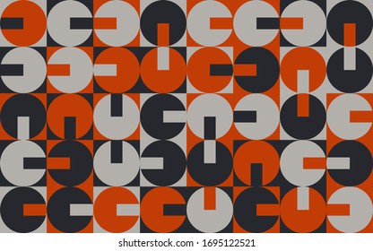 Brutalism art inspired abstract vector pattern made with simple geometric shapes and forms. Bold form graphic design, useful for web art, invitation cards, posters, prints, textile, backgrounds.