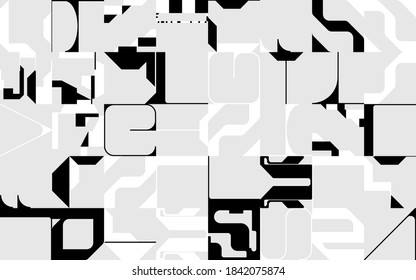 Brutalismus Kunst inspirierte abstrakte Vektormuster, die mit einfachen geometrischen Formen und Formen hergestellt wurden. Fett formgrafisches Design, nützlich für Web-Kunst, Einladungskarten, Poster, Drucke, Textilien, Hintergründe.