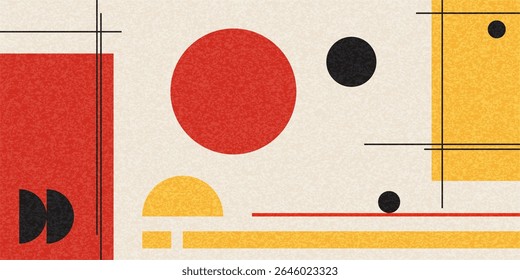 Brutalism backdrop with abstract geometric shapes and forms. Retro design wallpaper. Vector art, vintage figures and flat decorations.