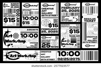 Brutalism banner template set. Digital promotion design for social media. Event music poster set. Abstract Banner bundle, Streetwear background collection