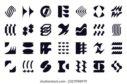 Brutalism. Brutalist abstract geometric shapes for posters, flyers, covers, web design. Vector of brutalist abstract shapes on the white background