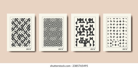 Brutalism covers design. Minimal geometric shapes compositions. Applicable for brochures, posters, covers and banners. vector illustration