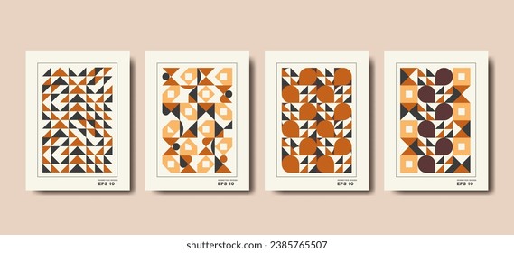 Brutalism covers design. Minimal geometric shapes compositions. Applicable for brochures, posters, covers and banners. vector illustration
