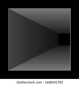 Brutalism Design Abstract Shape. Abstract Geometric Square Shape.  Stroke Element On Black Background