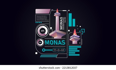 brutalism design. vector monas jakarta, jakarta theme design. jakarta icon jakarta icon vector, monas monument. vector capital city modern design futuristic