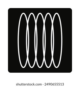 Brutalism element with rounded geometric shape, curves. Black icon with abstract sign in Brutalist style. Thin ovals, figures on stylized Bauhaus frame. Flat isolated vector illustration n white