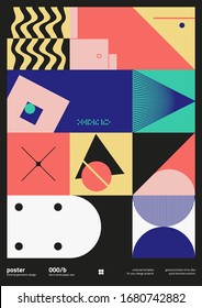 Diseño gráfico de diseño de portada vectorial inspirado en el brutalismo, hecho con elementos abstractos vectoriales y formas geométricas, útil para el arte de póster, cabeceras de página web, diseño de portada, impresiones decorativas.