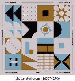 Brutalism inspired graphic design of vector poster cover layout made with vector abstract elements and geometric shapes, useful for poster art, website headers, front page design, decorative prints.