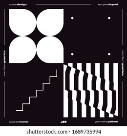 Brutalism inspired graphic design of vector poster cover layout made with vector abstract elements and geometric shapes, useful for poster art, website headers, front page design, decorative prints