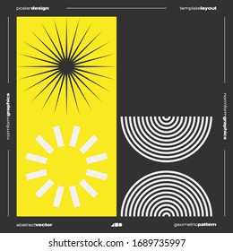 Brutalism inspired graphic design of vector poster cover layout made with vector abstract elements and geometric shapes, useful for poster art, website headers, front page design, decorative prints