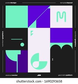 Brutalism inspired graphic design of vector poster cover layout made with vector abstract elements and geometric shapes, useful for poster art, website headers, front page design, decorative prints