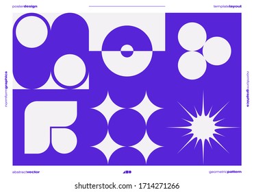 Brutalism inspired graphic design of vector poster cover layout made with vector abstract elements and geometric shapes, useful for poster art, website headers, front page design, decorative prints.