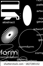 Diseño gráfico inspirado en el brutalismo de la disposición de portada de afiches vectoriales con elementos abstractos vectoriales y formas geométricas, útil para el arte de afiches, cabeceras de sitios web, diseño de portada, impresiones decorativas