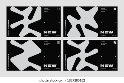 Brutalism inspired graphic design of vector poster cover layout made with vector abstract elements and geometric shapes, useful for poster art, website headers, front page design, decorative prints