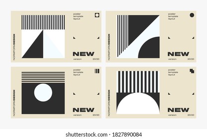 Brutalism inspired graphic design of vector poster cover layout made with vector abstract elements and geometric shapes, useful for poster art, website headers, front page design, decorative prints