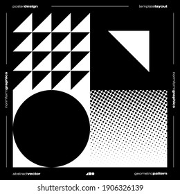 Diseño gráfico inspirado en el brutalismo de la disposición de portada de afiches vectoriales con elementos abstractos vectoriales y formas geométricas, útil para el arte de afiches, cabeceras de sitios web, diseño de portada, impresiones decorativas
