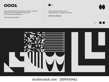 Brutalism inspired graphic design of vector poster cover layout made with vector abstract elements and geometric shapes, useful for poster art, website headers, front page design, decorative prints