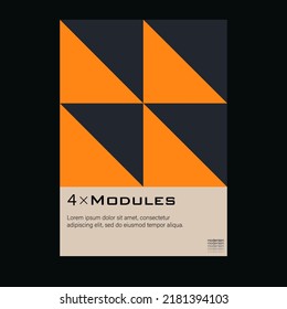 Brutalism inspired graphic design of vector poster cover layout made with vector abstract elements and geometric shapes, useful for  branding presentation, album print, website header, web banner.