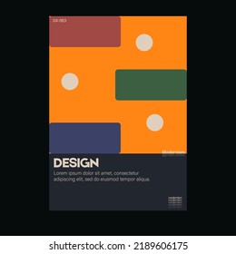 Brutalism inspired graphic design of vector poster cover layout made with vector abstract elements and geometric shapes, useful for  branding presentation, album print, website header, web banner.