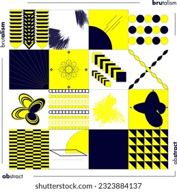 Brutalism pattern art in duotone color application, fine art, website design, graphic design, geometric shape, typography design, abstract pattern design useful for print and digital.