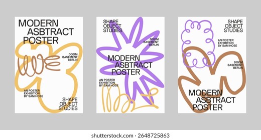Brutalism poster template set, Abstract poster graphic for print, Colorful flow graphic for poster bundle, card and vertical, banner. Event template, Poster typography.