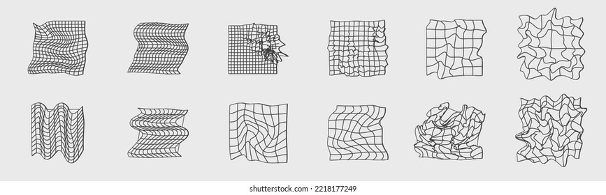 Brutalism shapes. Big collection of abstract graphic geometric objects. ornaments for decoration. Minimalist linear form. Vector illustration