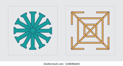 Brutalism shapes. Big collection of abstract graphic geometric symbols. Objects in y2k style. Futuristic. Vector illustration