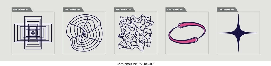 Brutalism shapes. Extraordinary Graphic Assets. For modern T-shirts designed. Futuristic. Vector illustration