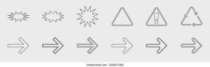 El brutalismo da forma. Gran conjunto de objetos retro para el diseño. adornos decorativos. Colección de iconos. Ilustración del vector