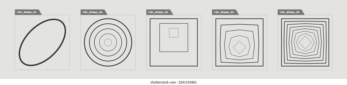 Brutalism shapes. Large set of retro objects for design. Flat minimalist icons. Anti-design. Vector illustration
