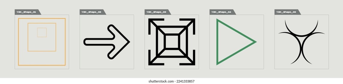 Brutalism shapes. Large set of retro objects for design. Modern abstract forms. Projects, posters, banners. Vector illustration