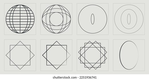 El brutalismo da forma. Gran conjunto de objetos retro para el diseño. Para camisetas modernas. Retro Futurista. Ilustración del vector