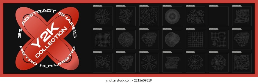 Brutalismus formt. Minimalistische geometrische Elemente. Objekte im y2k-Stil. Symbolsammlung. Vektorgrafik