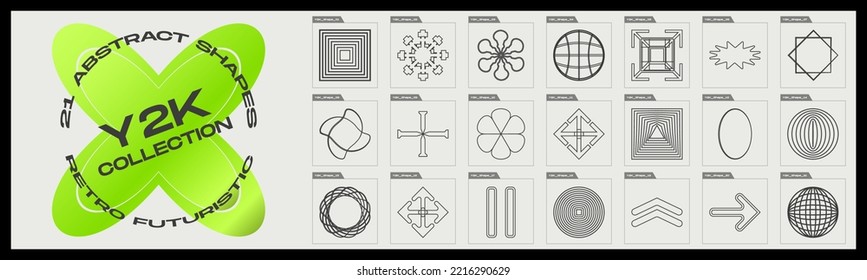 Brutalism shapes. Minimalist geometric elements. ornaments for decoration. Modern graphic element vector set. Vector illustration