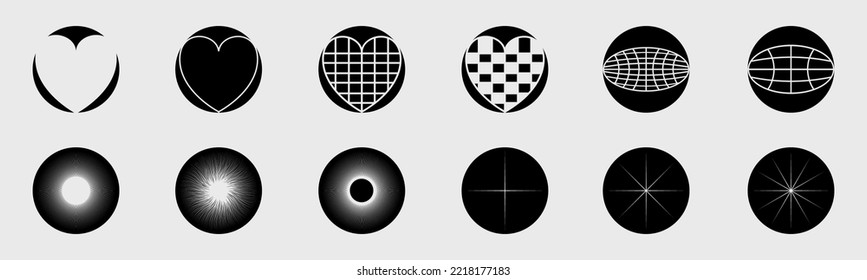 Brutalism shapes. Minimalist geometric elements. ornaments for decoration. Icons Collection. Vector illustration