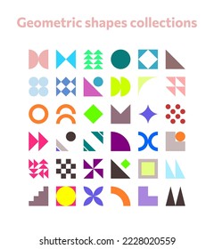 Formas de brutalismo, elementos geométricos minimalistas, formas de bauhaus abstractas. Circular, rectángulo, forma triangular, forma básica, conjunto de elementos gráficos modernos de moda vectorial.