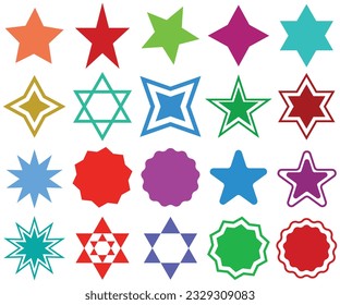 Brutalism shapes, minimalist geometric elements, abstract bauhaus forms. Simple star and flower shape, basic form, trendy modern graphic element vector set, star icon