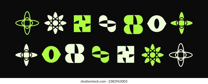 Brutalismus Formen, minimalistische geometrische Elemente, abstrakte Bauhausformen. Modernes, modernes Vektorset