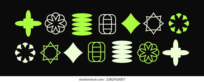 Brutalism shapes, minimalist geometric elements, abstract bauhaus forms. Trendy modern graphic element vector set