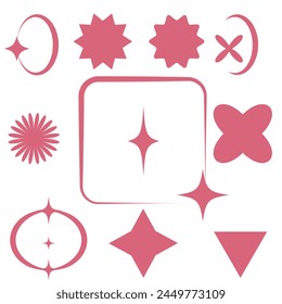 Brutalism shapes, minimalist geometric elements, abstract bauhaus forms. Simple star and flower shape, basic form, trendy modern graphic element vector set