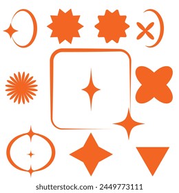 Formas brutales, Elementos geométricos minimalistas, formas abstractas de bauhaus. Forma simple de la estrella y de la flor, forma básica, conjunto moderno moderno del Vector del elemento gráfico