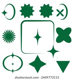 Brutalismus Formen, minimalistische geometrische Elemente, abstrakte Bauhaus Formen. Einfache Stern- und Blumenform, Grundform, trendige moderne Grafik-Element-Vektorgrafik-Set