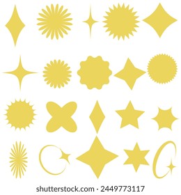 Brutalismus Formen, minimalistische geometrische Elemente, abstrakte Bauhaus Formen. Einfache Stern- und Blumenform, Grundform, trendige moderne Grafik-Element-Vektorgrafik-Set