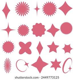 Brutalismus Formen, minimalistische geometrische Elemente, abstrakte Bauhaus Formen. Einfache Stern- und Blumenform, Grundform, trendige moderne Grafik-Element-Vektorgrafik-Set