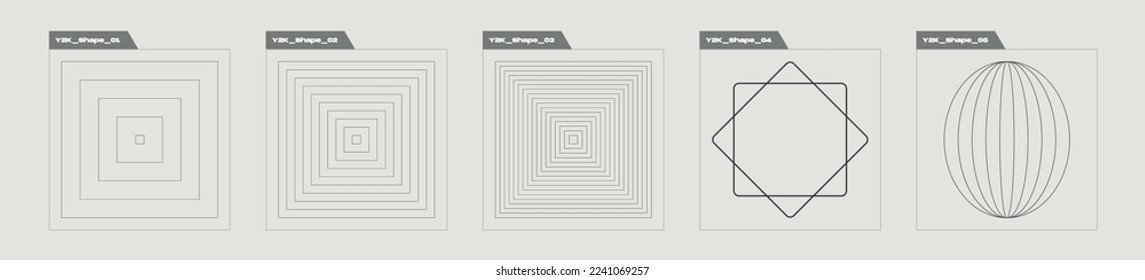 Brutalism shapes. Rave psychedelic retro futuristic set. Flat minimalist icons. Futuristic. Vector illustration
