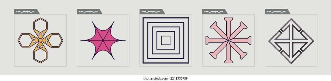 Brutalism shapes. Rave psychedelic retro futuristic set. For modern T-shirts designed. Retro Futurist. Vector illustration